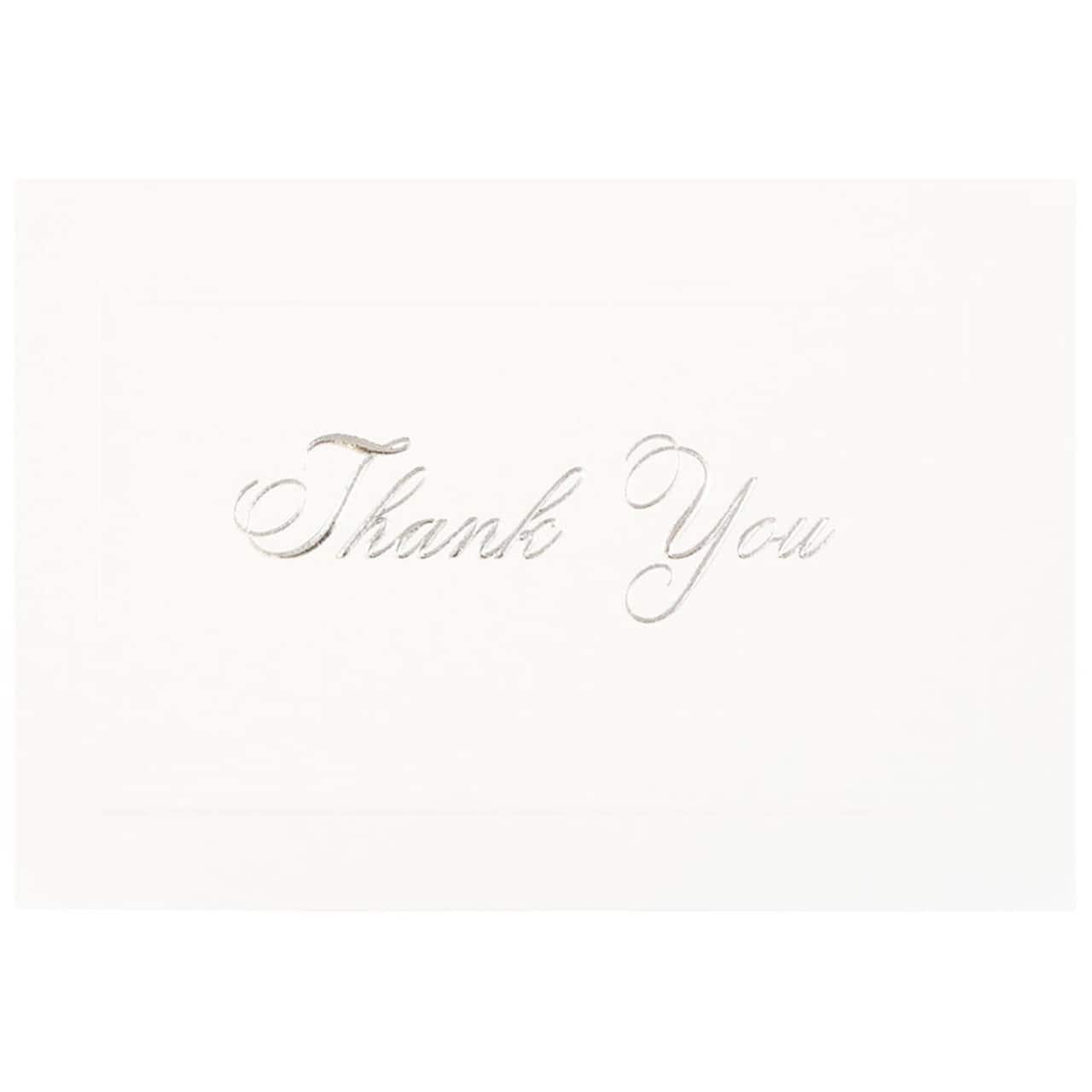 JAM Paper Thank You Card Set With Silver Script, 25ct.